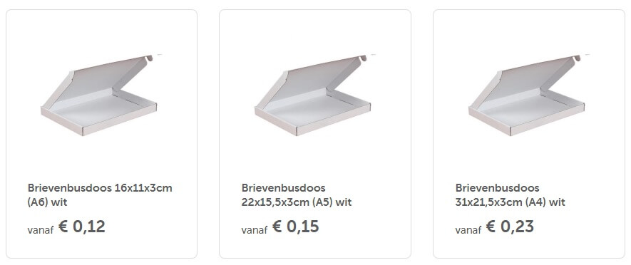 brievenbusdoosjes in verschillende formaten