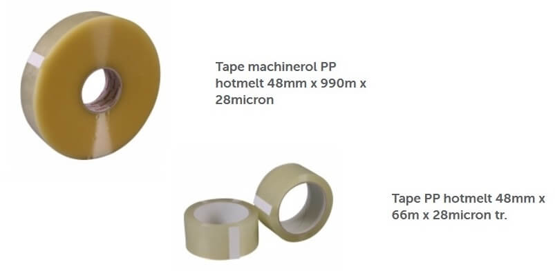 Hotmelt tape voor machine en handrol